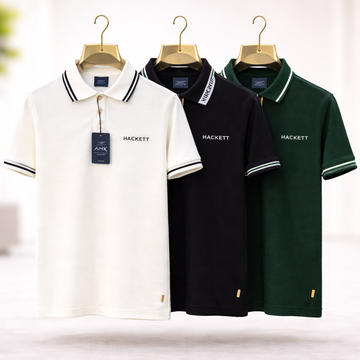 Men’s Premium Polo T-Shirt Combo – White, Black, Dark Green & Navy Blue (Pack of 3)