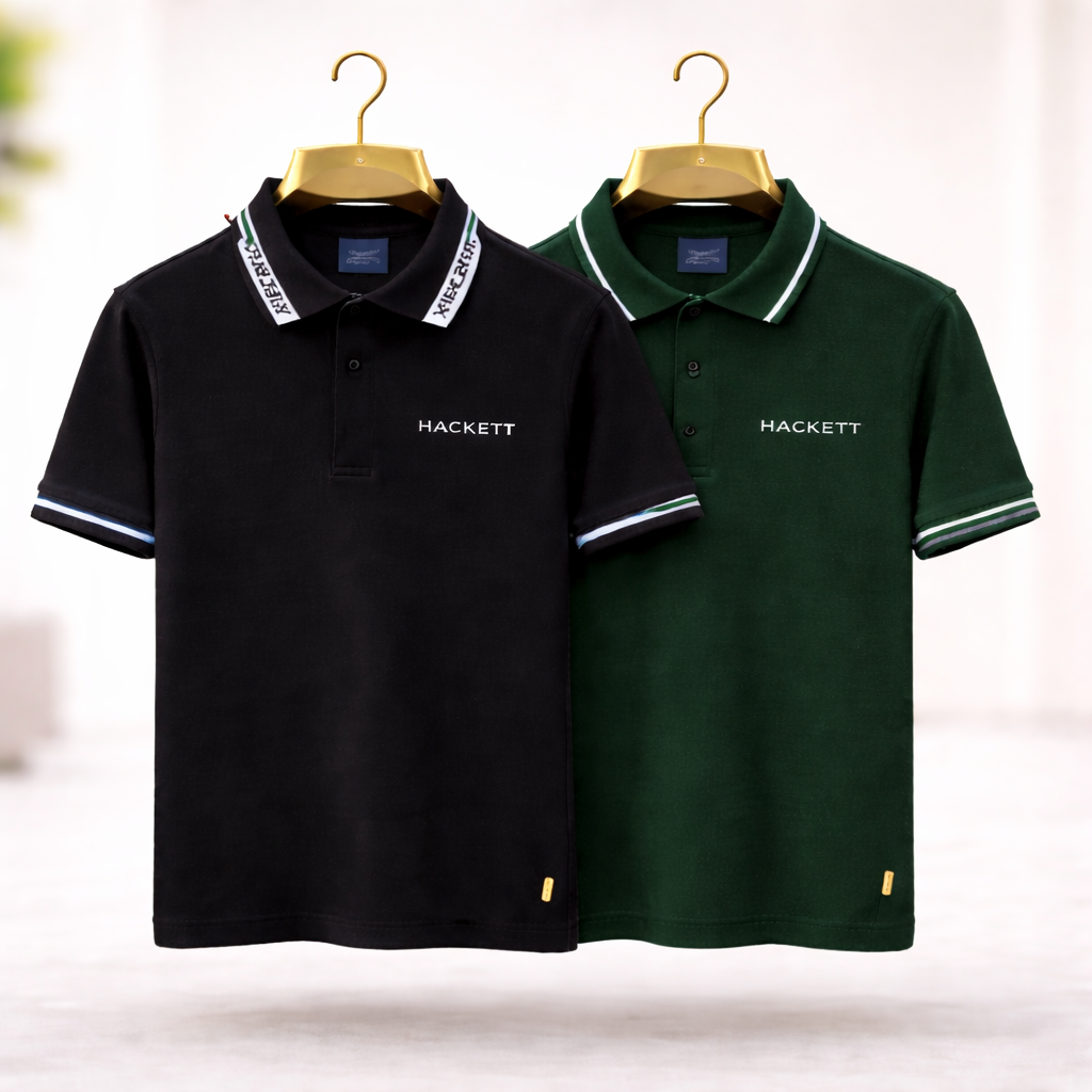 Men’s Premium Polo T-Shirt Combo – White, Black, Dark Green & Navy Blue (Pack of 3)