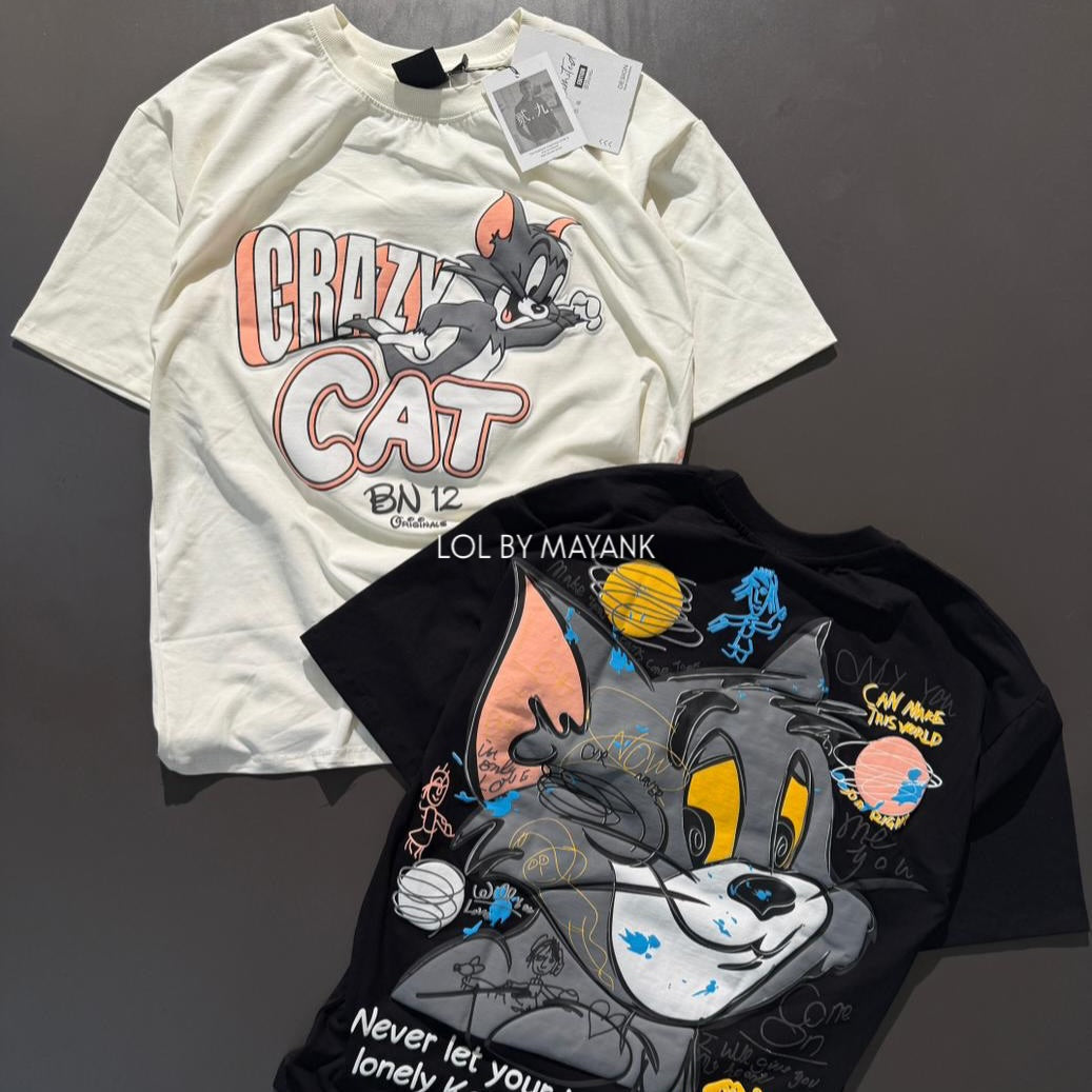 Tom and Jerry printed t-shirts are available in relaxed fit black and white options featuring graphic character (PACK OF 3)